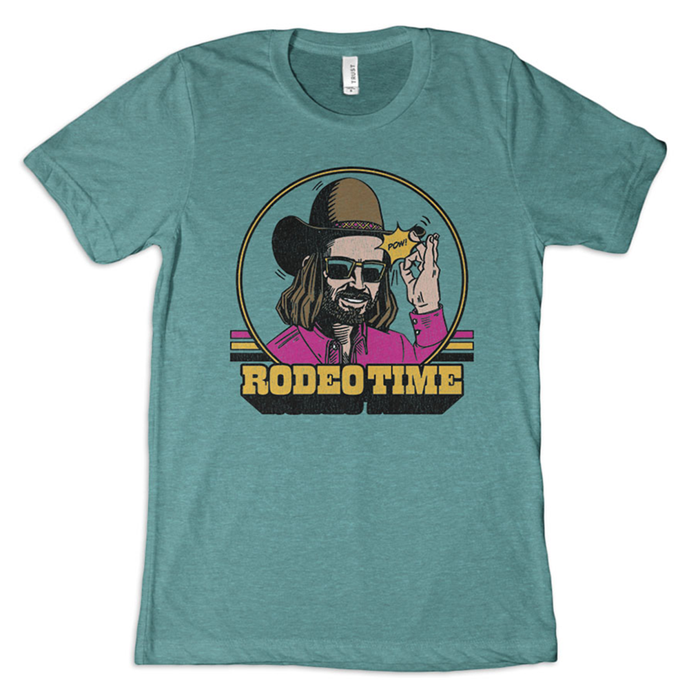 Dale Brisby Hat Flick Rodeo Time Short Sleeve Teal T-Shirt DB001-TEA