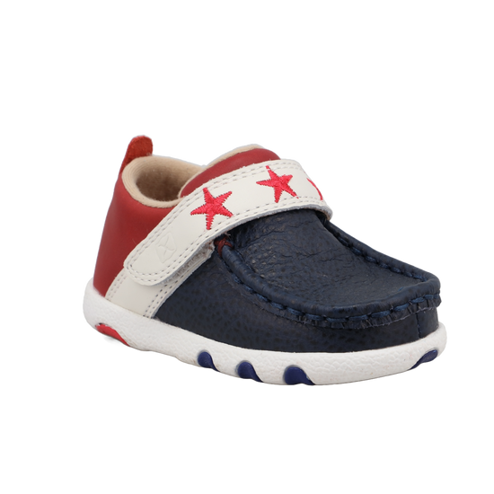 Twisted X Children's Driving Moc Red, White & Blue Slip On Shoes ICA0032