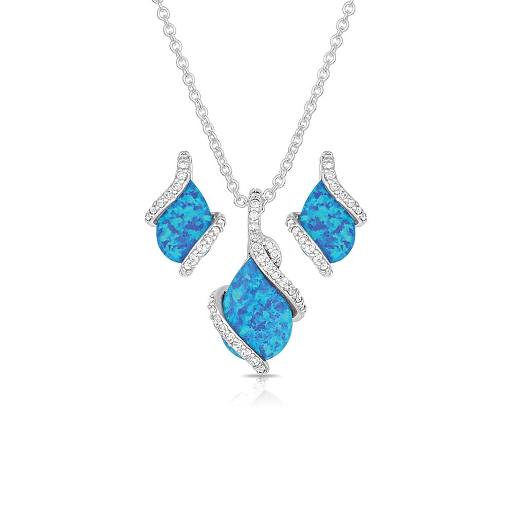 Montana Silversmiths Ladies Wrapped Opal Jewelry Set Necklace JS2725