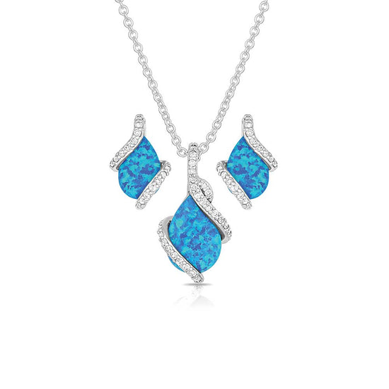 Montana Silversmiths Ladies Wrapped Opal Jewelry Set Necklace JS2725