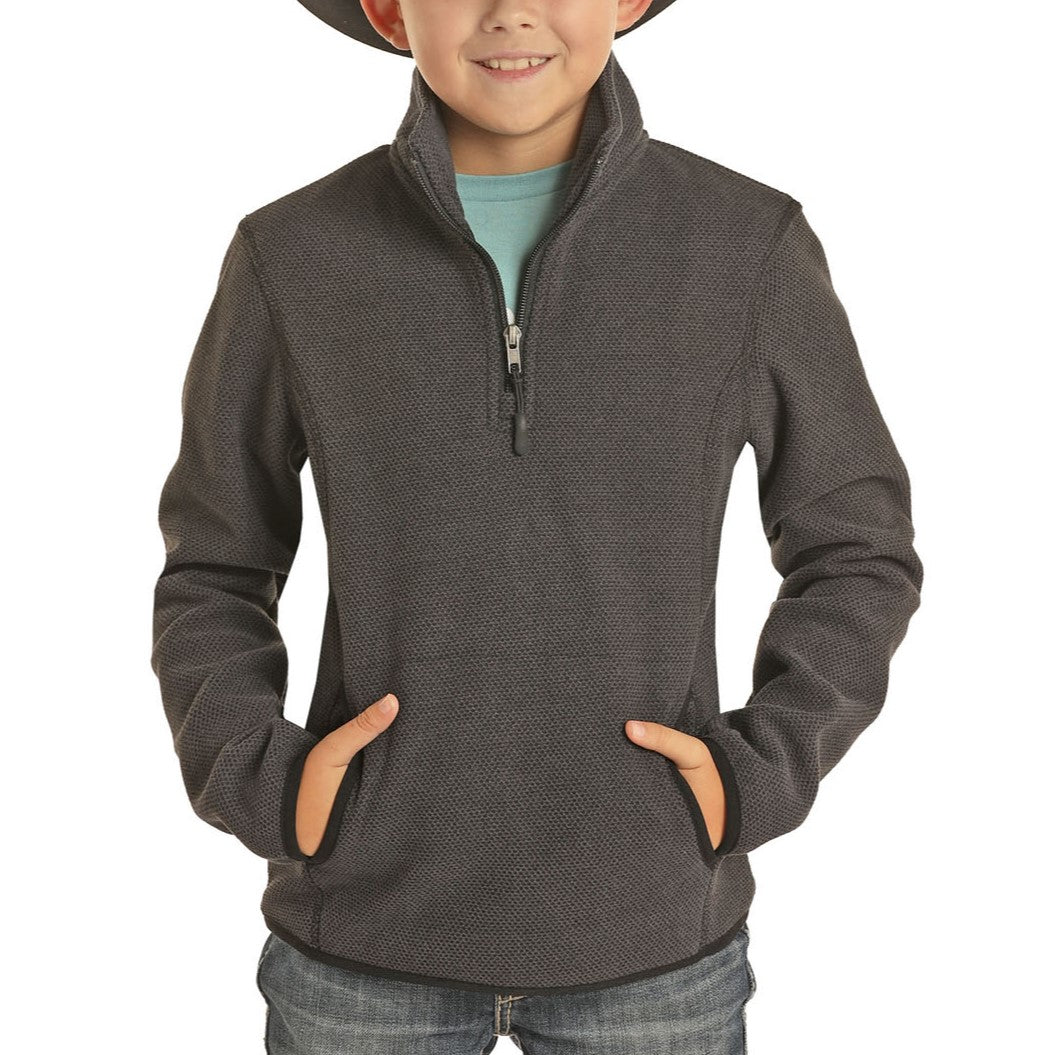 Powder River® Youth Boy's Black Long Sleeve Pullover Shirt K1-6661-01
