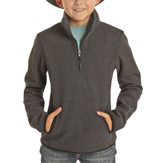 Powder River® Youth Boy's Black Long Sleeve Pullover Shirt K1-6661-01