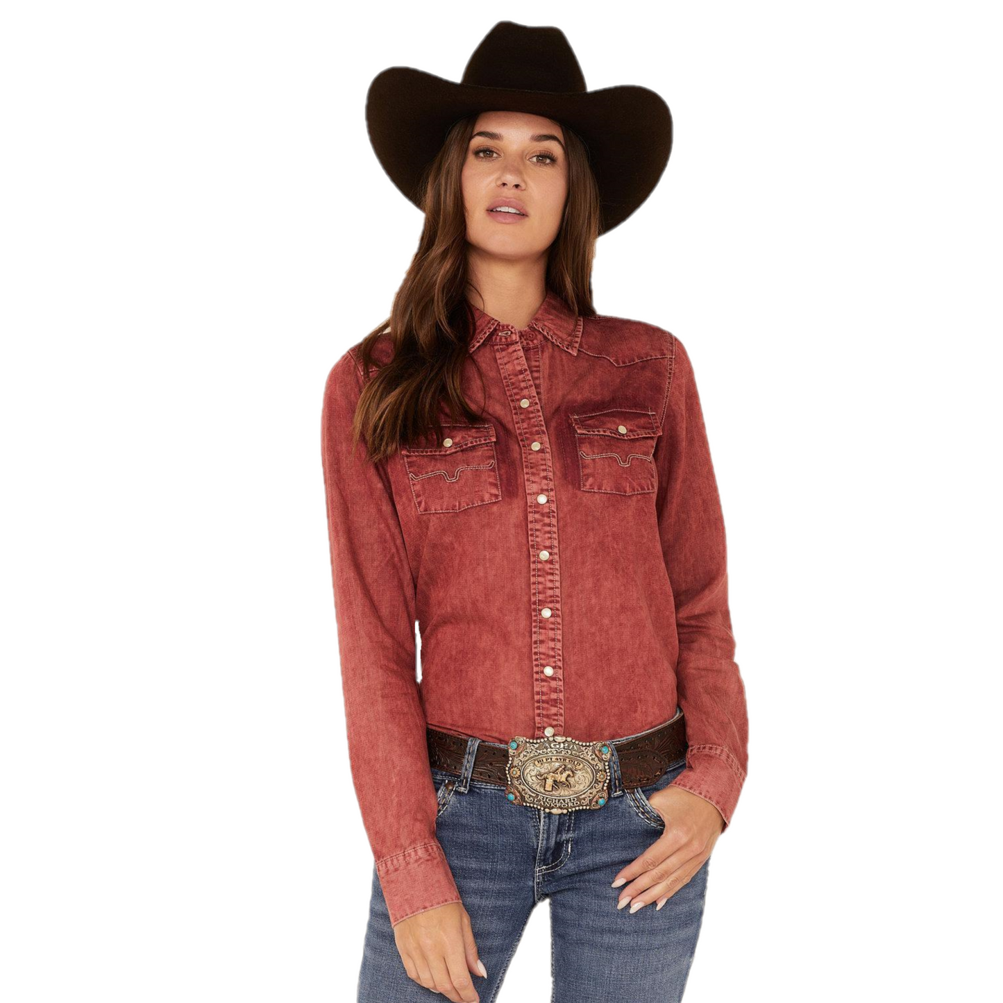 Kimes Ranch® Ladies Kc Tencel Dark Red Snap Shirt KC-DR