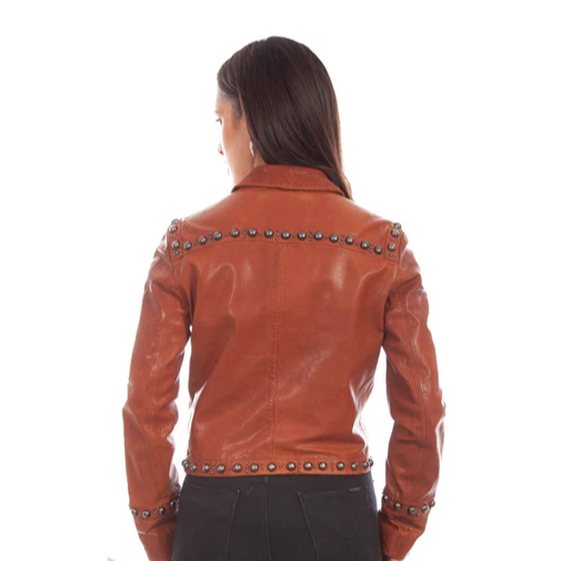 Scully Ladies Studded Brown Leather Jacket L1090-154