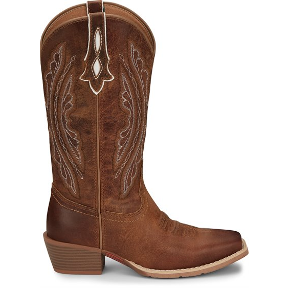 Justin® Ladies Rein Cowhide Leather Tan Square Toe Western Boots L2962