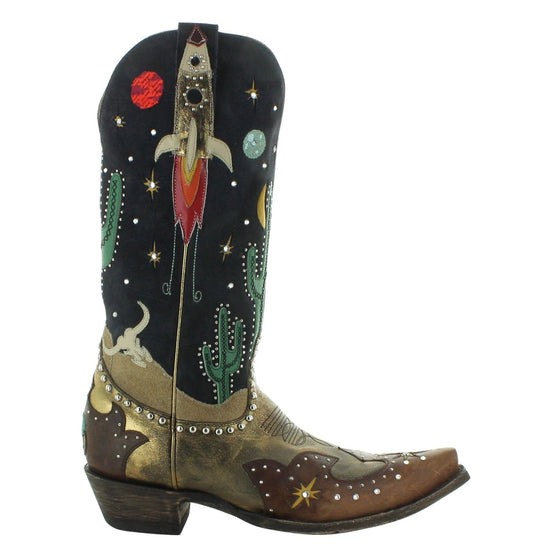 Old Gringo Ladies Galactic Buckaroo Copper, Oryx & Black Snip Toe Boots L3576-1