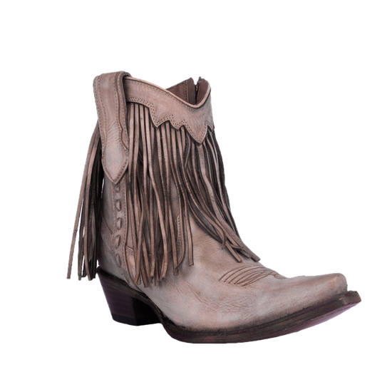 Circle G Ladies Sand Brown Fringe Pointed Toe Ankle Boots L6071