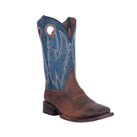 Corral Men's Embroidered Blue & Brown Square Toe Boots L6084