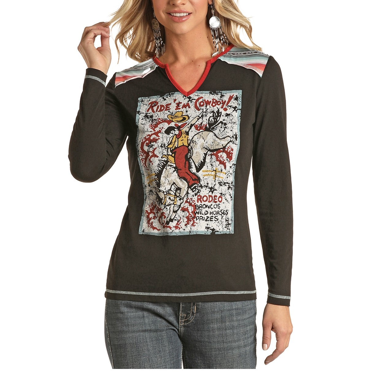 Panhandle Ladies Serape & Black Graphic T-Shirt L8T1934-01