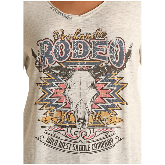 Panhandle White Label Ladies Bull Skull Rodeo Style LS T-Shirt L8T2063