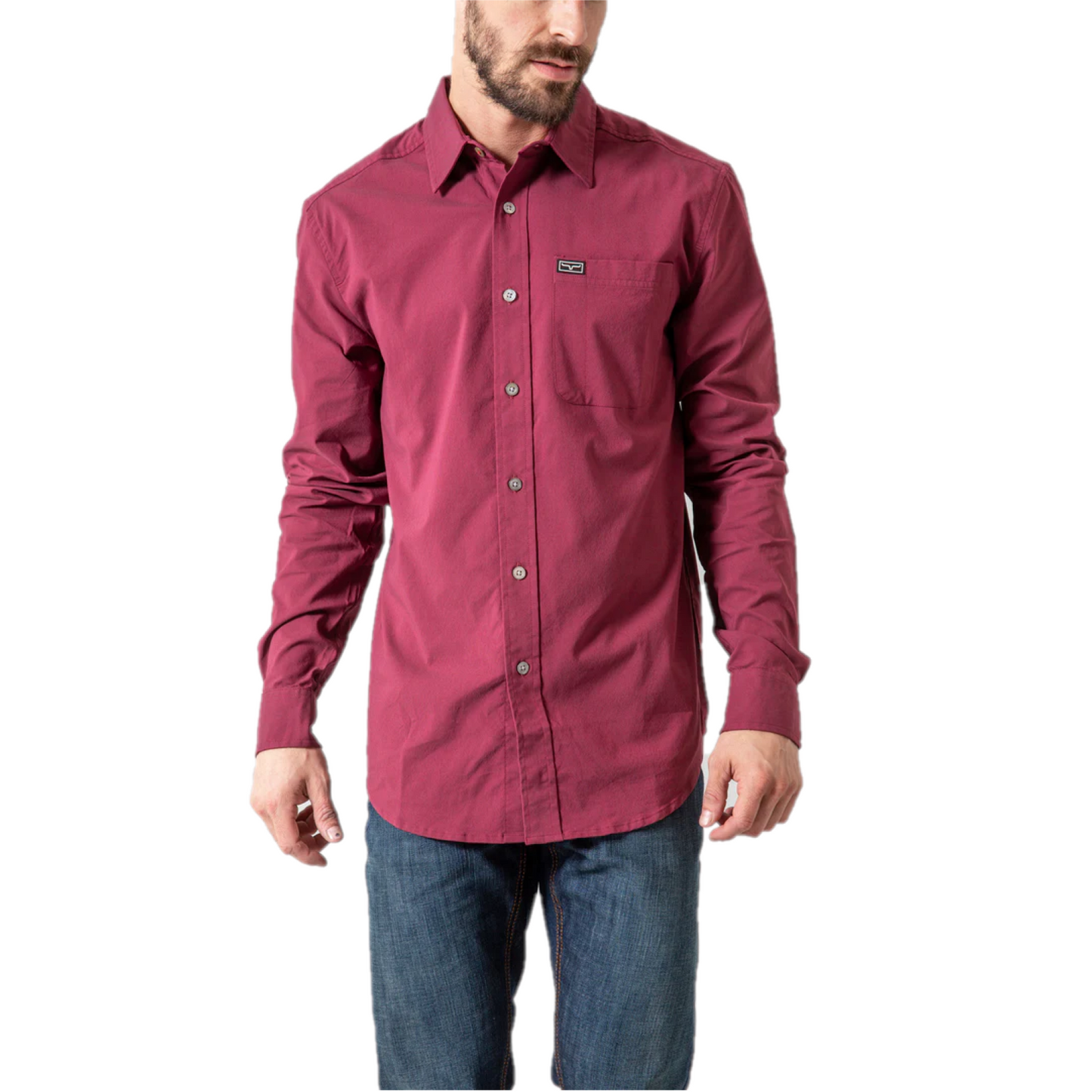 Kimes Ranch® Men's Linville Dark Red Button Down Dress Shirt LIN-RED2