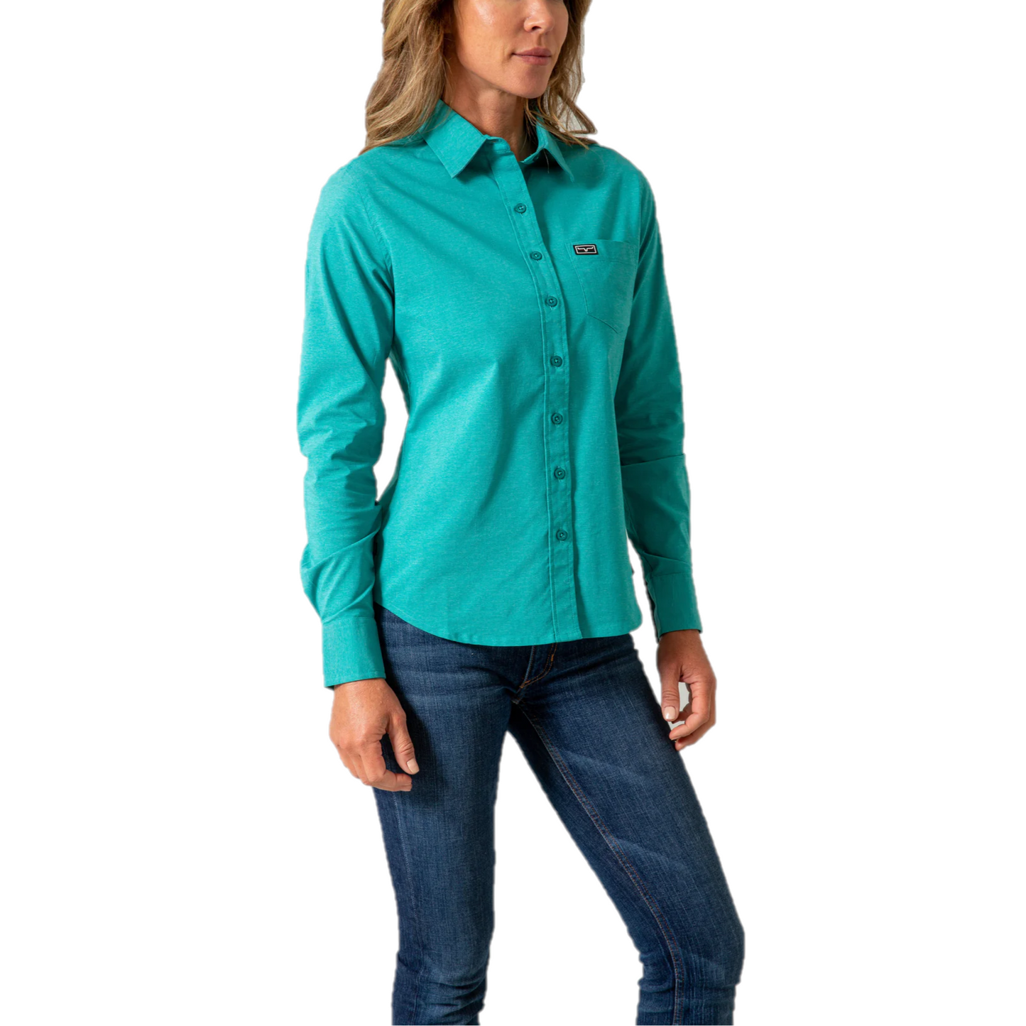 Kimes Ranch® Ladies Linville Teal Button Down Shirt LIN-TEAL