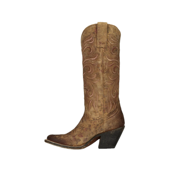 Lucchese Ladies Laurelie Tan Floral Tall Boots M4951