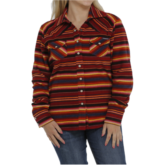 Cinch® Ladies Red Striped Fleece Shirt Jacket MAJ9859001