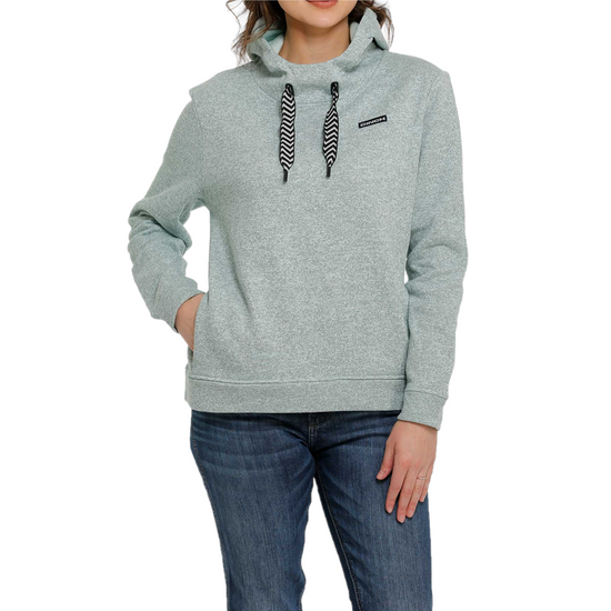 Load image into Gallery viewer, Cinch® Ladies French Terry Heather Light Blue Hoodie MAK7898002
