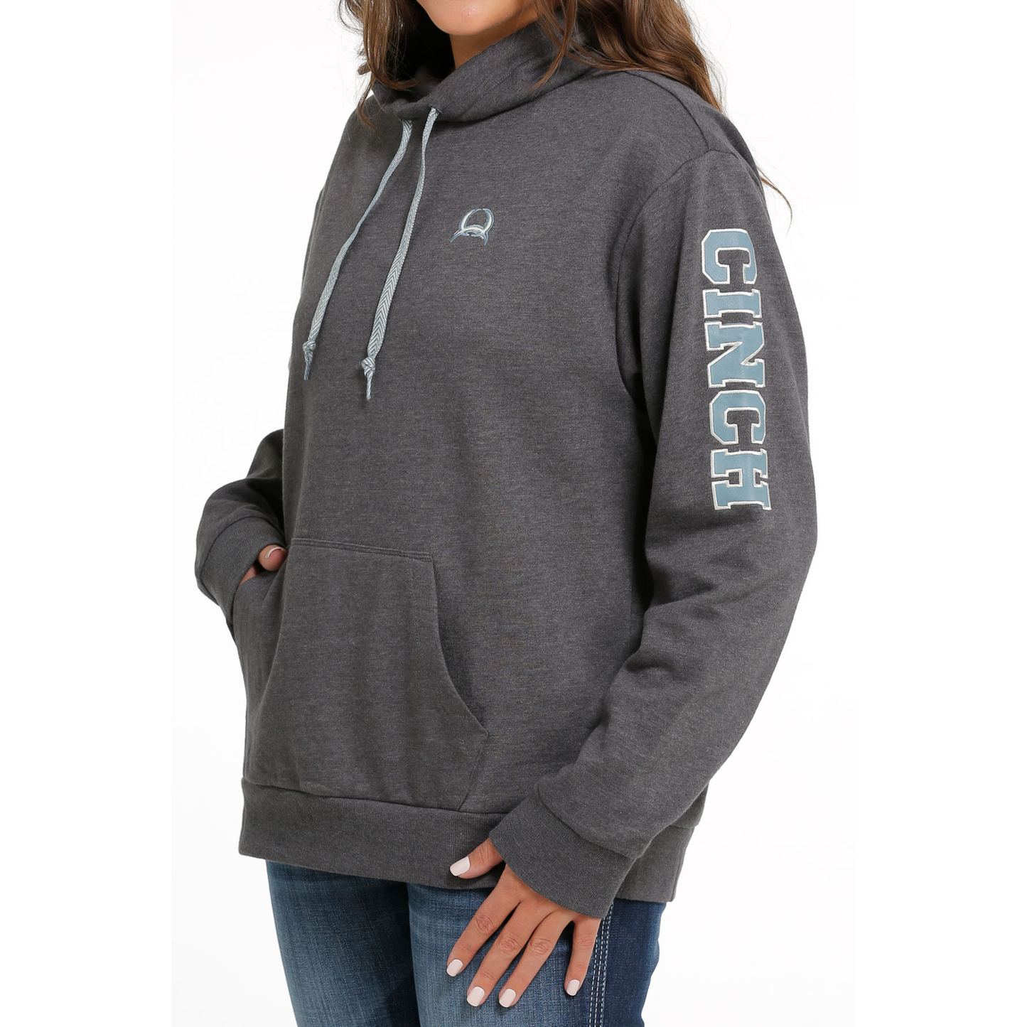 Cinch Ladies Heather Grey Hooded Pullover MAK7904001
