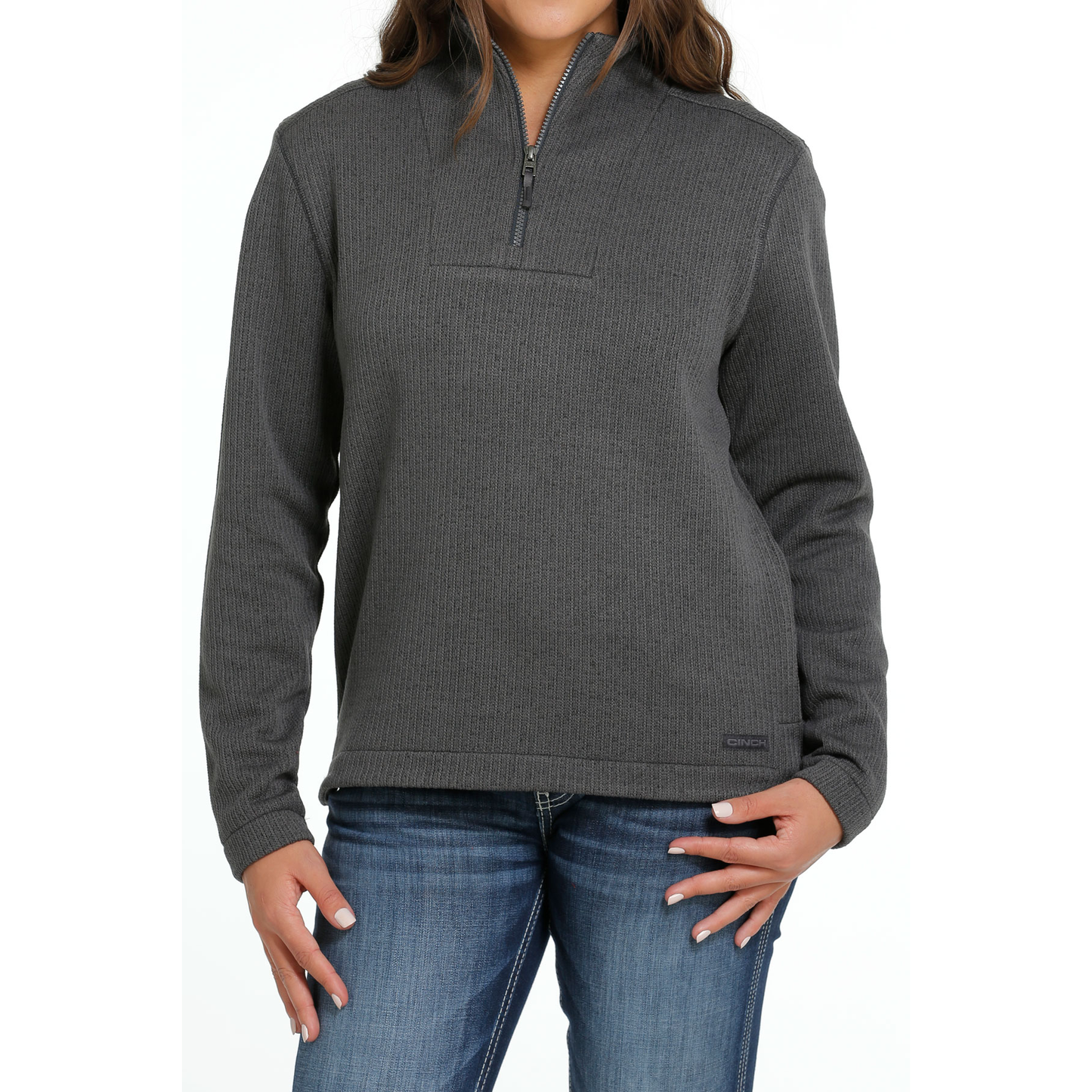 Cinch Ladies Charcoal Quarter Zip Sweater Pullover MAK9810003