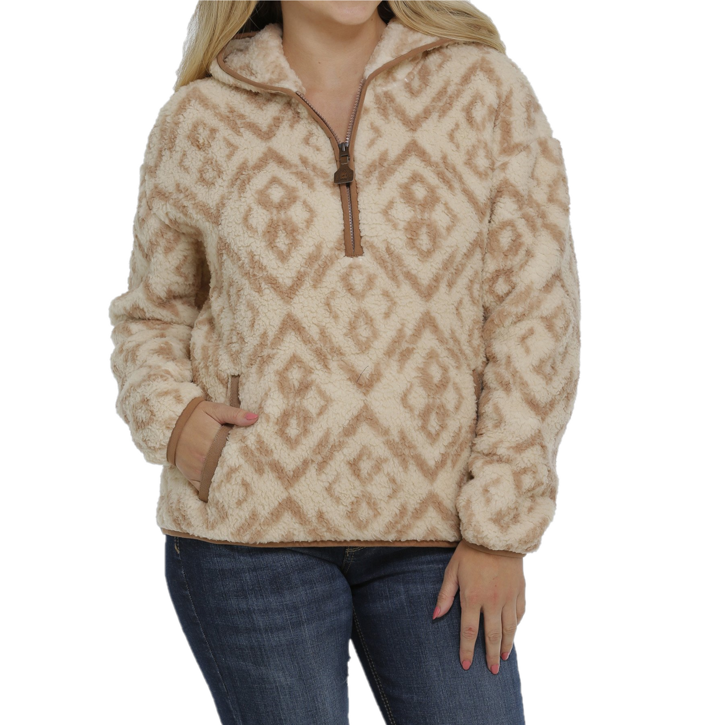 Cinch® Ladies Southwest Printed Cream Sherpa Pullover Hoodie MAK9811002