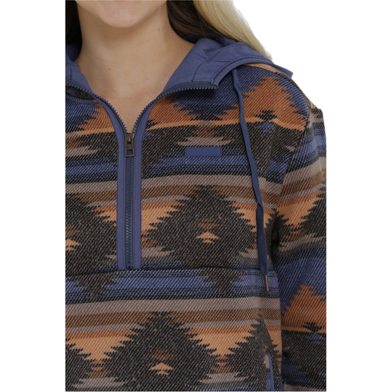 Cinch® Ladies Blue Aztec Printed Pullover Hoodie MAK9812001