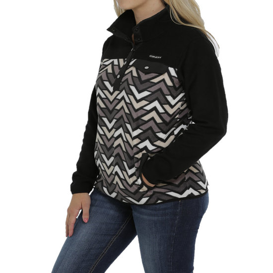 Cinch® Ladies Black Chevron Print Polar Fleece Pullover MAK9819005