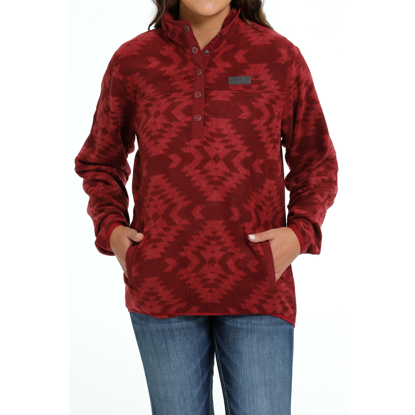 Cinch Ladies Red Polar Fleece Pullover MAK9820014