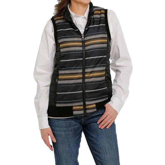 Cinch® Ladies Striped Black Reversible Vest MAV9887001