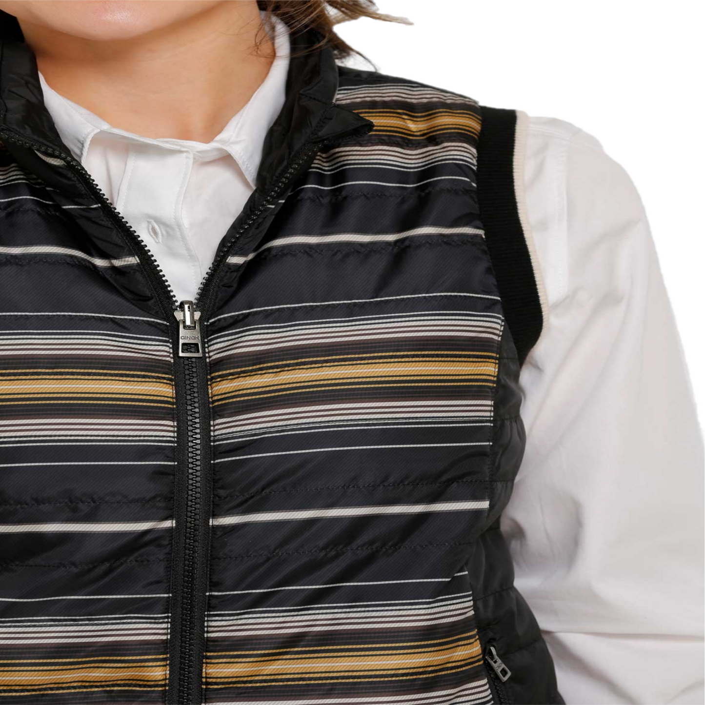 Cinch® Ladies Striped Black Reversible Vest MAV9887001