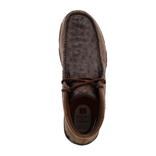 Twisted X Men's Chukka Driving Moc Brown Ostrich Shoes MDM0087