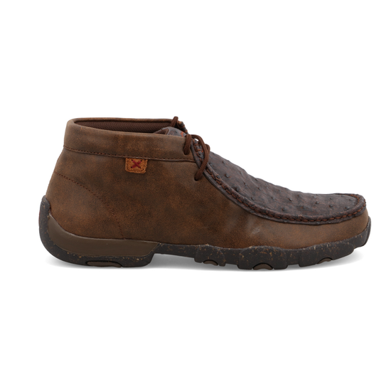Twisted X Men's Chukka Driving Moc Brown Ostrich Shoes MDM0087