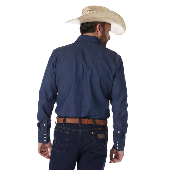 Wrangler Men's Rigid Denim Long Sleeve Classic Snap Shirt  MS70119