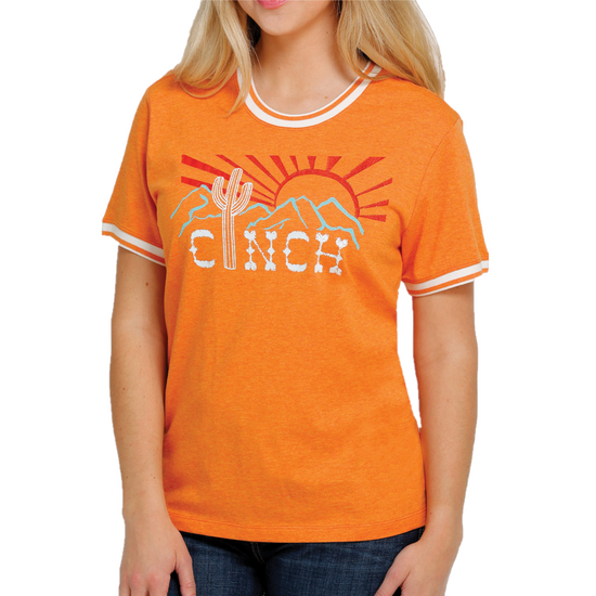 Cinch® Ladies Orange Desert Sunset Short Sleeve T-Shirt MSK7890003