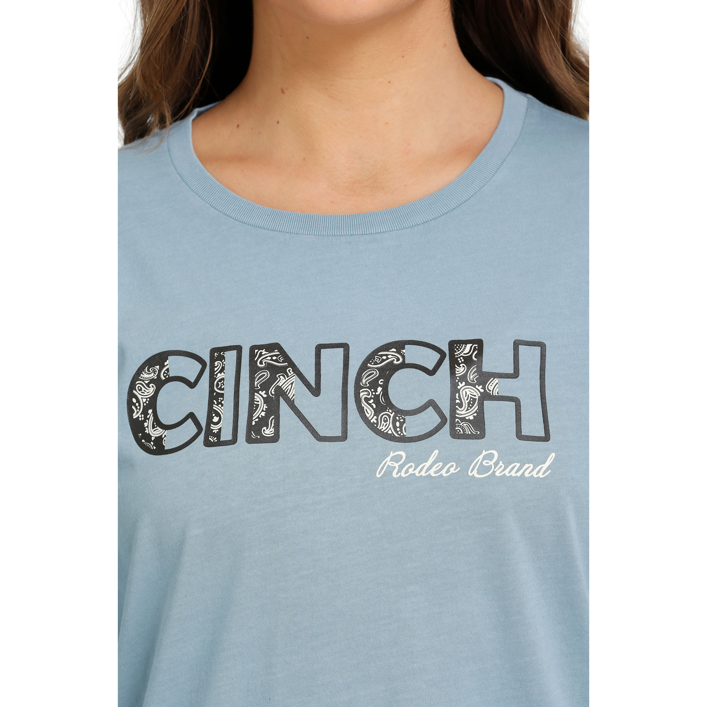 Cinch Ladies Light Blue Logo Graphic T-Shirt MSK7895006