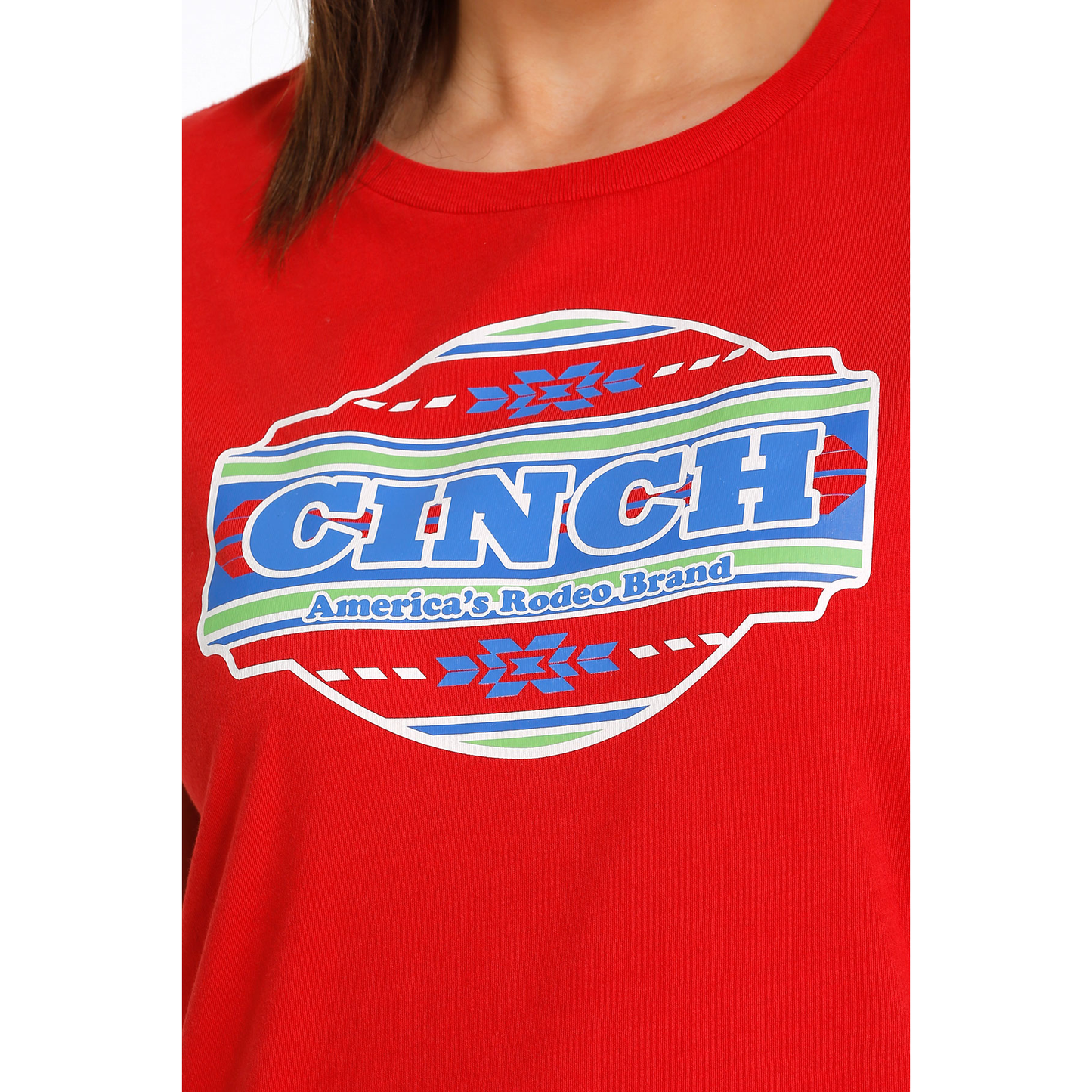 Cinch Ladies Red Aztec Logo Graphic T-Shirt MSK7901004