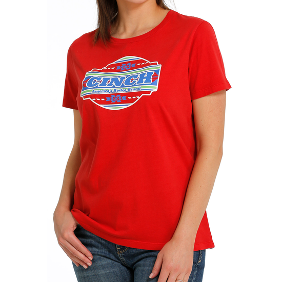Cinch Ladies Red Aztec Logo Graphic T-Shirt MSK7901004