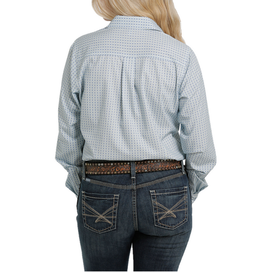 Cinch® Ladies Light Blue Geo Printed Button Down Shirt MSW9163004