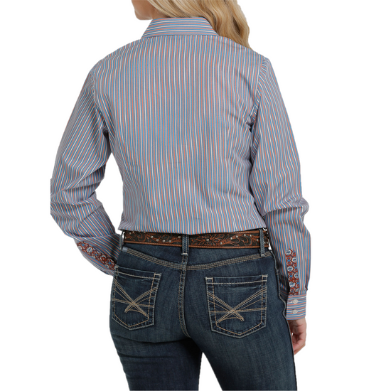 Cinch® Ladies Striped Periwinkle Long Sleeve Button Down MSW9165018