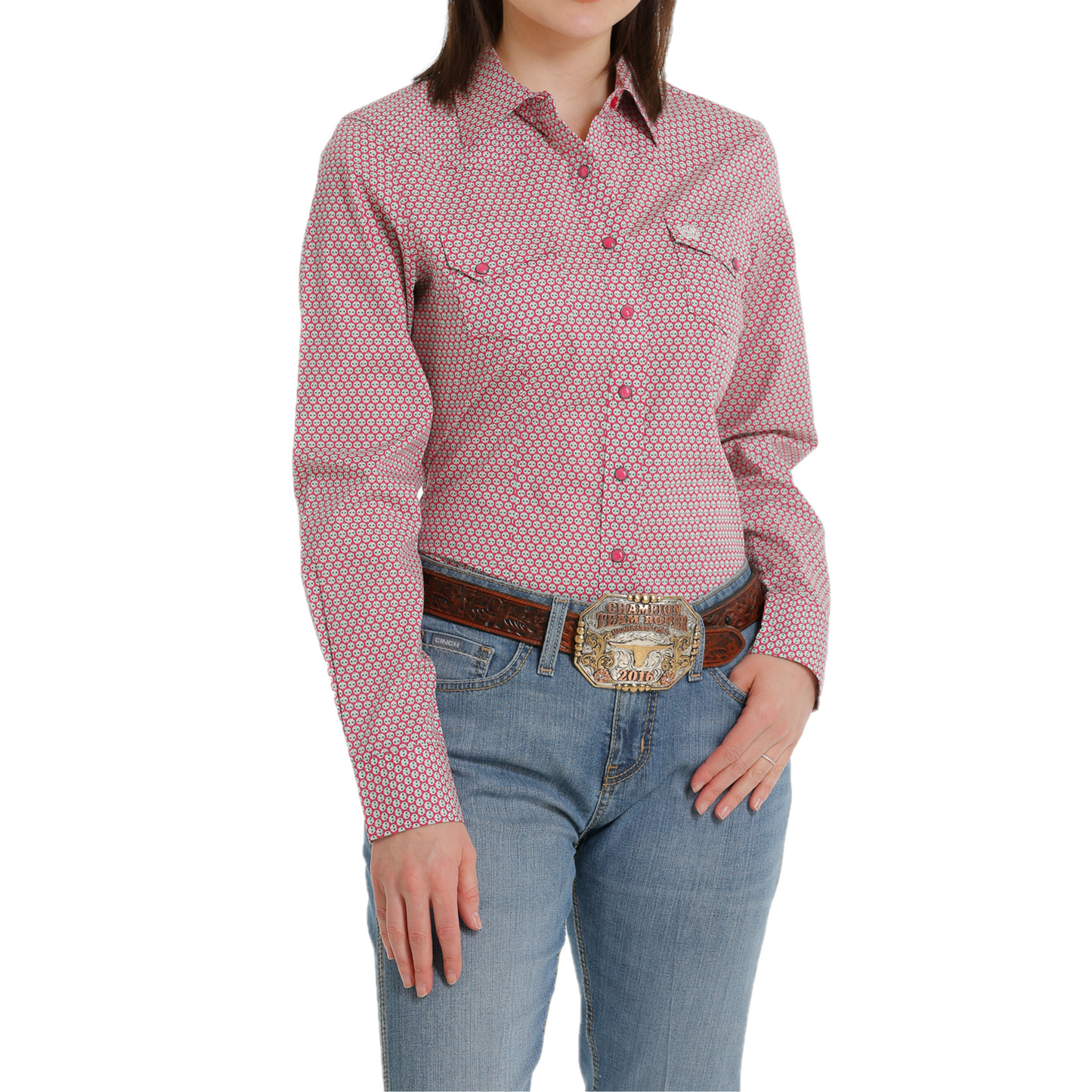 Cinch® Ladies Geometric Pink Button Down Shirt MSW9201040