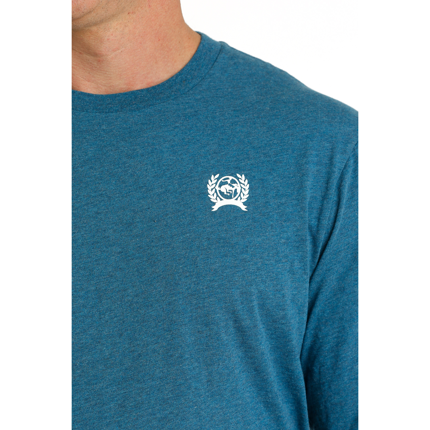 Cinch Men's Blue Floral Circular Logo Graphic T-Shirt MTK1721010