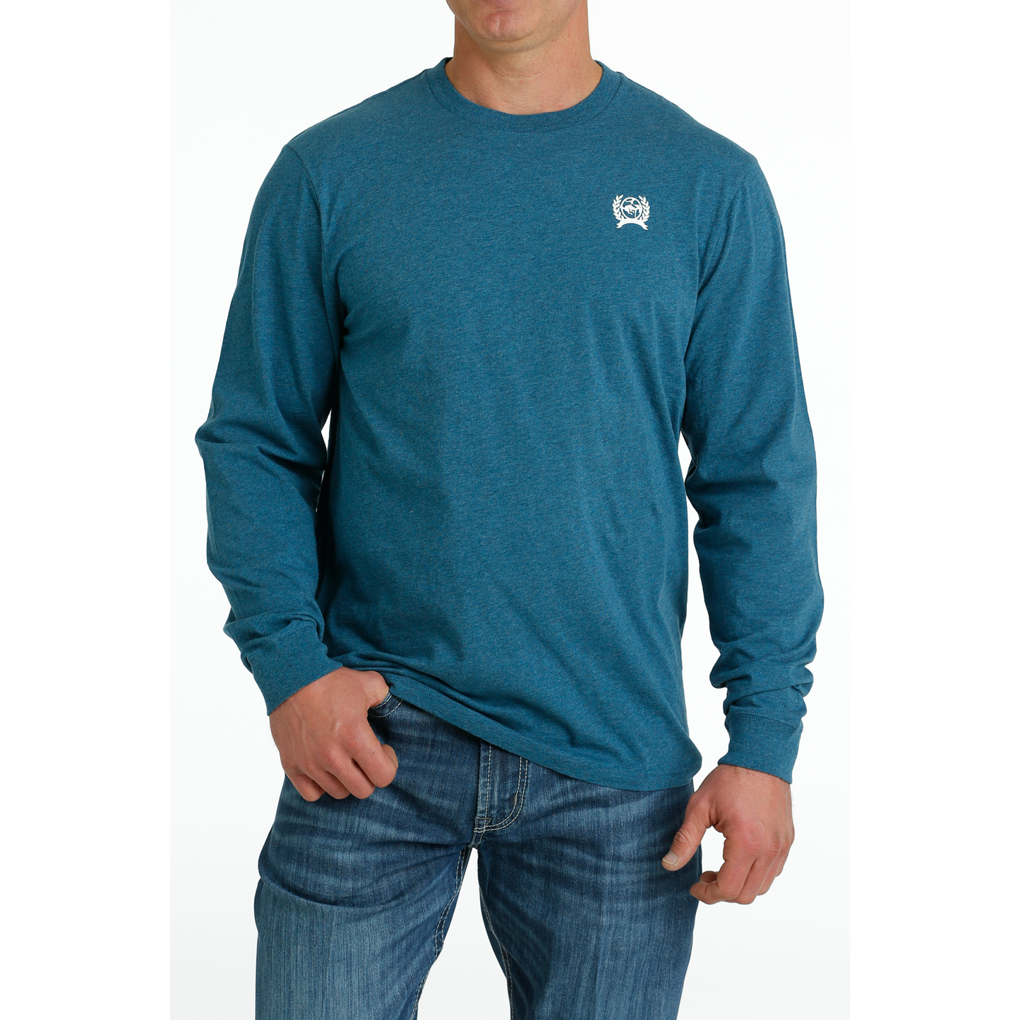 Cinch Men's Blue Floral Circular Logo Graphic T-Shirt MTK1721010