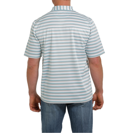 Cinch® Men's White & Blue Athletic Polo Short Sleeve Shirt MTK1863015
