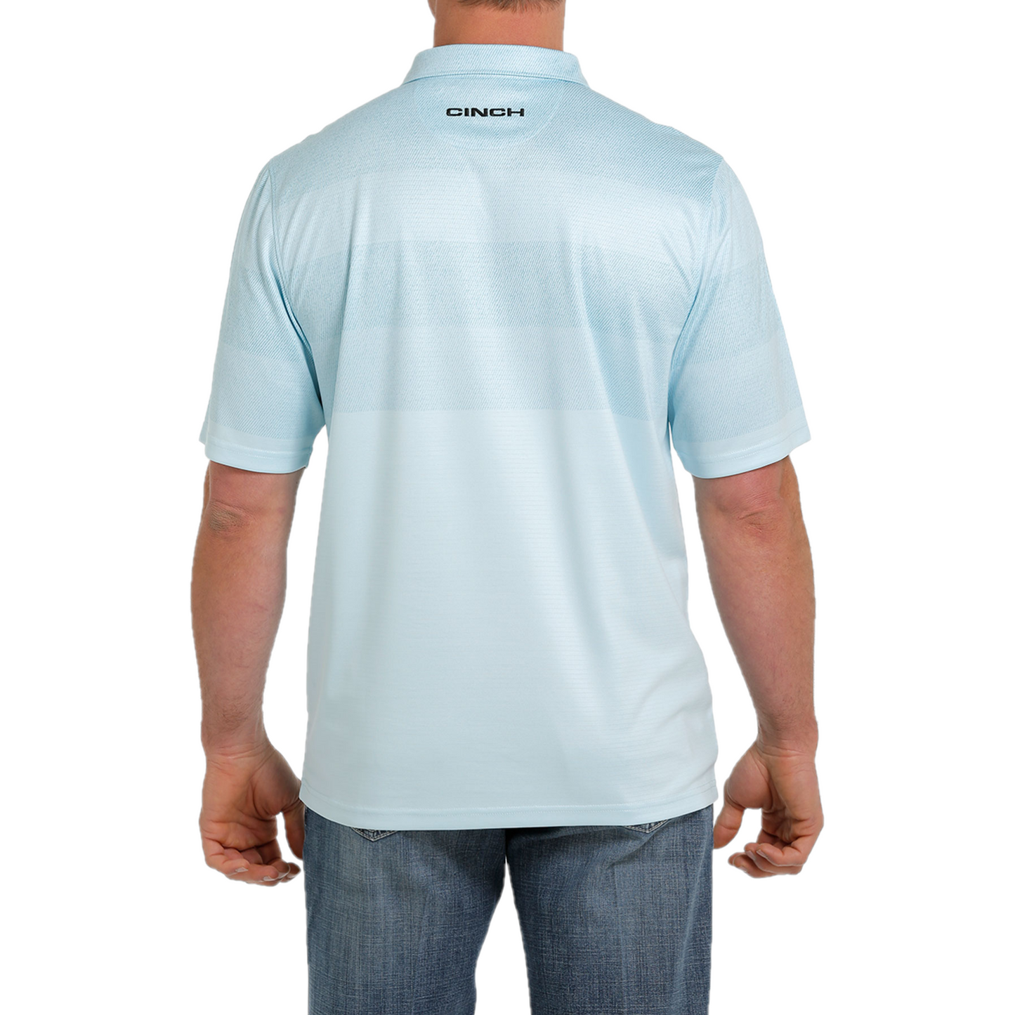 Cinch® Men's Light Blue Striped Arenaflex Polo Shirt MTK1865013