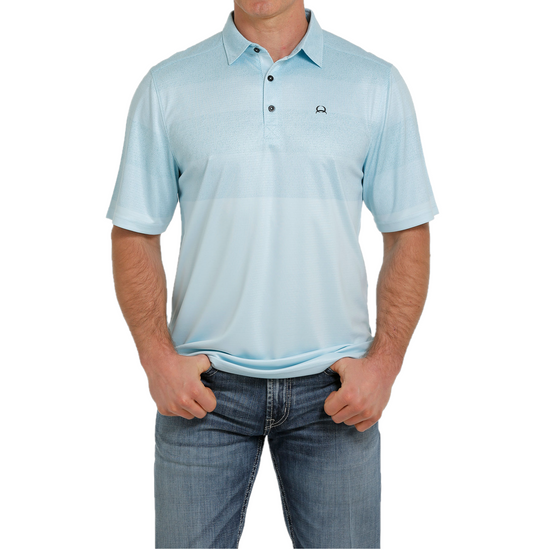 Cinch® Men's Light Blue Striped Arenaflex Polo Shirt MTK1865013