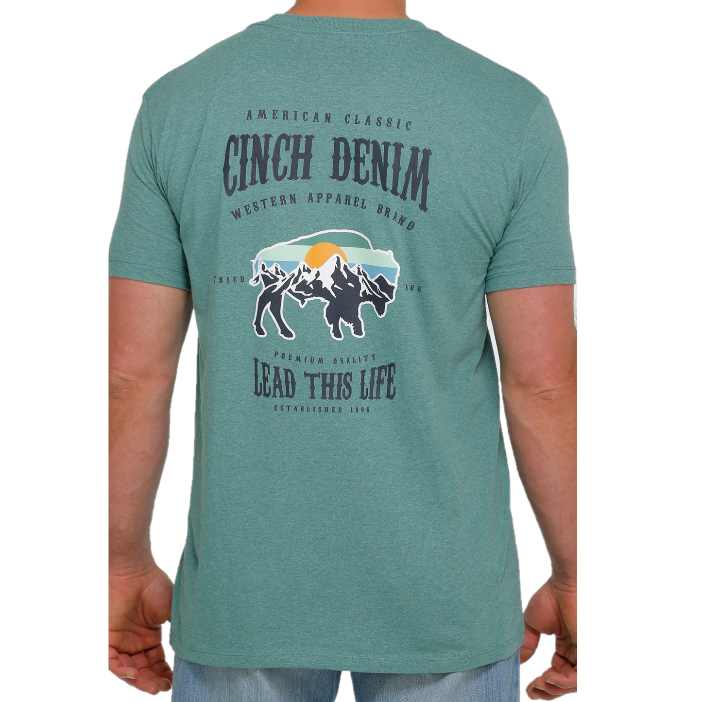 Cinch® Men's Lead This Life Deep Sea Green Graphic T-shirt MTT1690490