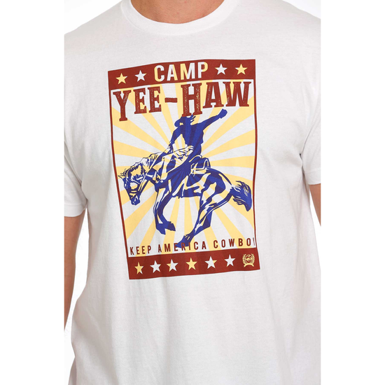 Cinch® Men's "Camp Yee-Haw Keep America Cowboy" White Tee MTT1690541