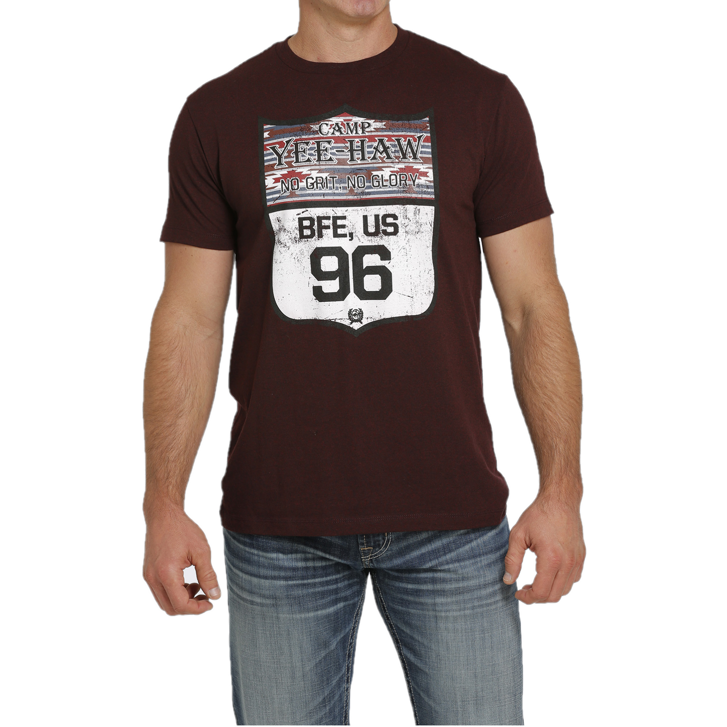 Cinch® Men's Burgundy "Camp Yee Haw" Graphic T-Shirt MTT1690542