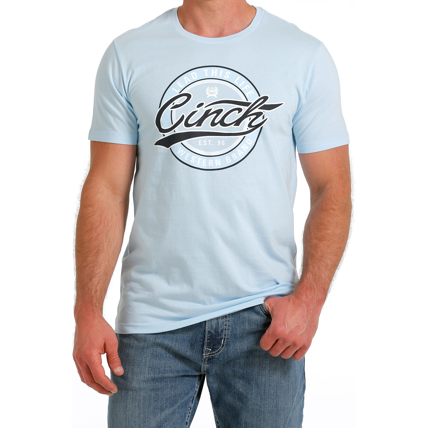 Cinch Men's Light Blue "Lead This Life" Graphic T-Shirt MTT1690580