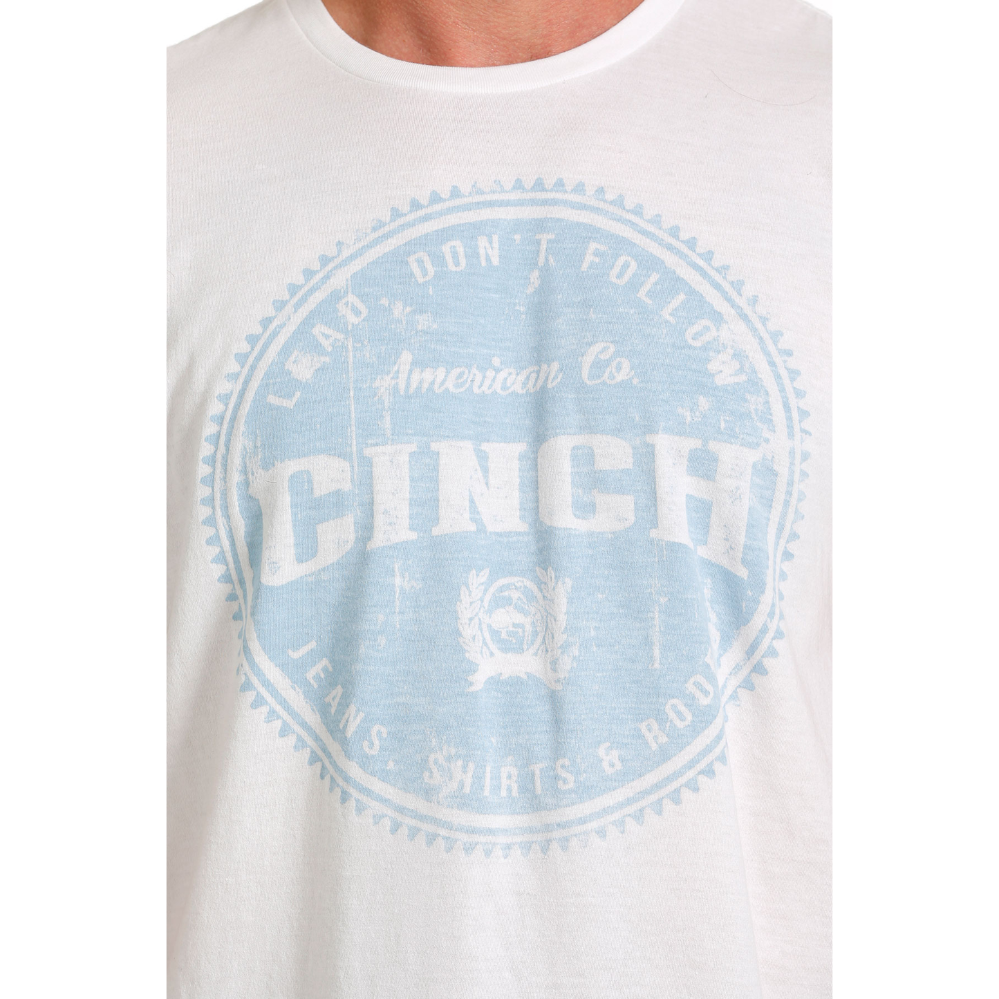 Cinch Men's White Faded "Lead, Don't Follow" Graphic T-Shirt MTT1690581
