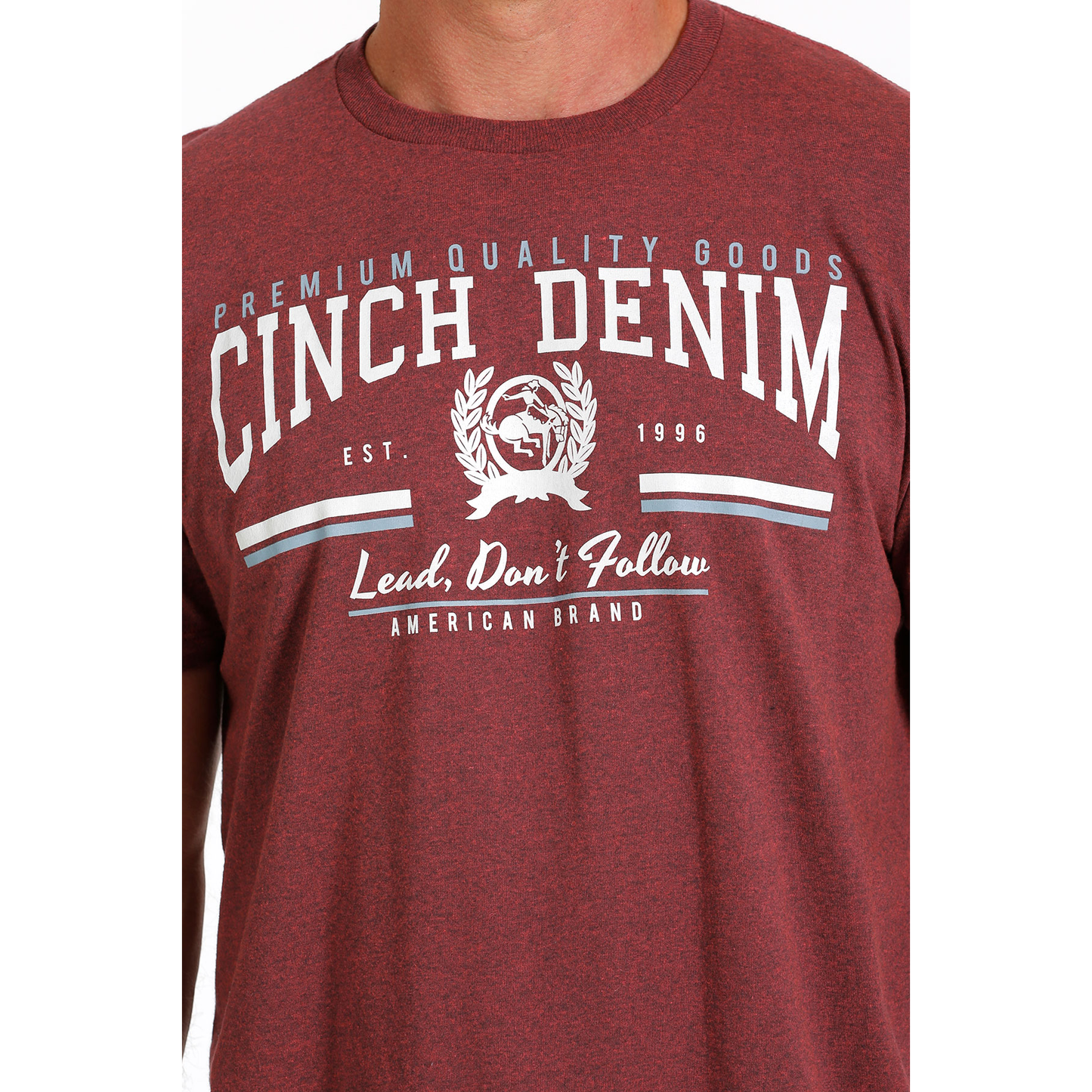 Cinch Men's Heather Pink Cinch Denim Graphic T-Shirt MTT1690582