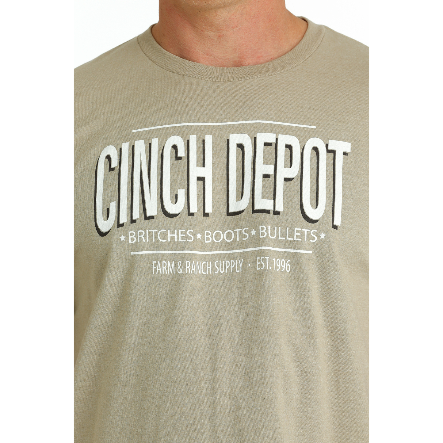 Cinch Men's Khaki "Cinch Depot" Graphic T-Shirt MTT1690594