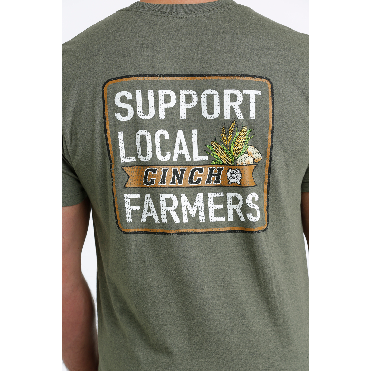 Cinch Men's Olive "Support Local Farmers" Graphic T-Shirt MTT1690596